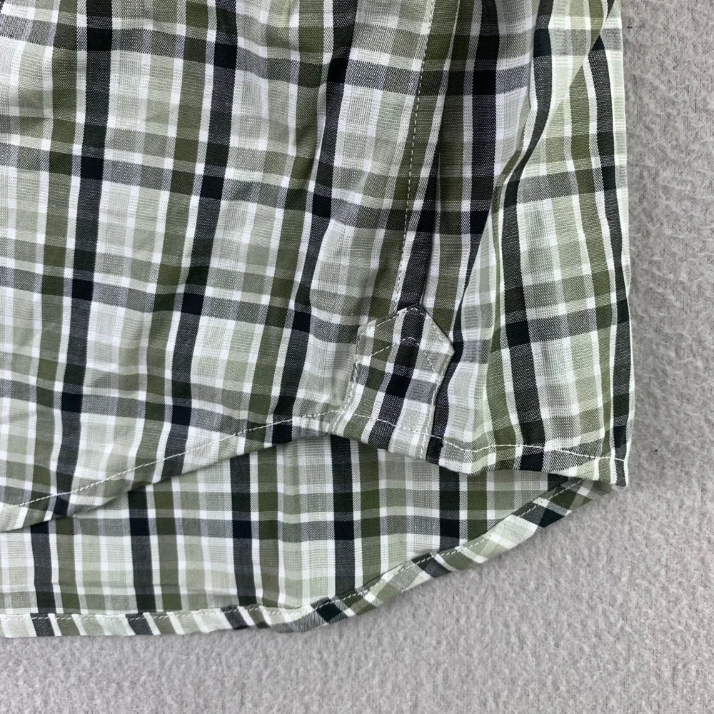 Banana Republic Plaid Western Button Down Men M Green Long Sleeve Shirt NWT